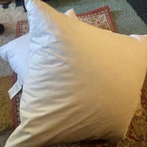 Pottery Barn Down Feather Pillow Insert Set 2 White 24 in sq Pair Rare🦩